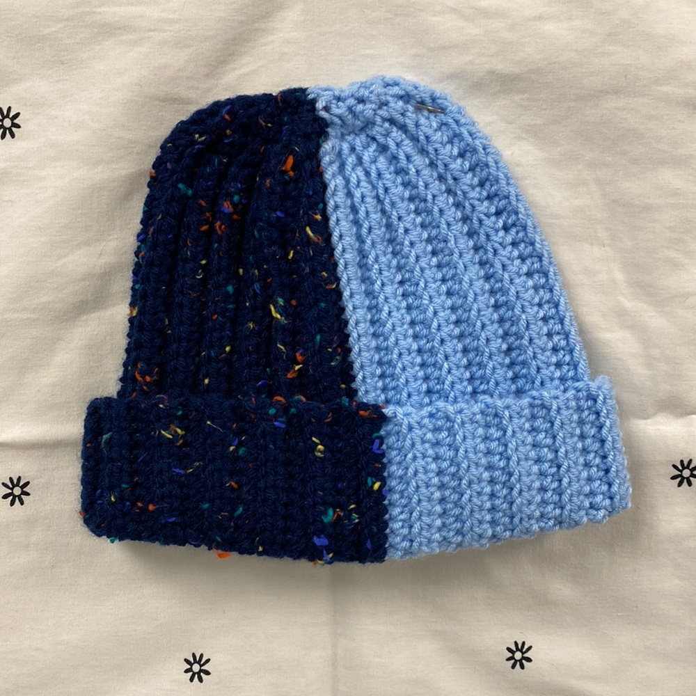 Crochet split color beanie
